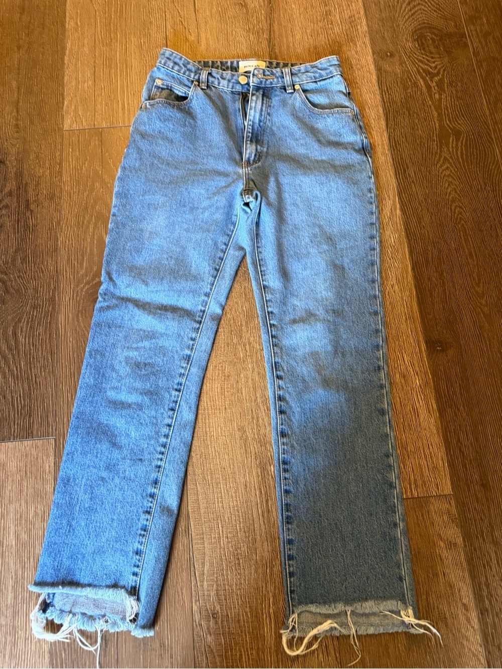 ROLLA'S Light Blue Cropped Straight-Leg Jeans with Raw Hem